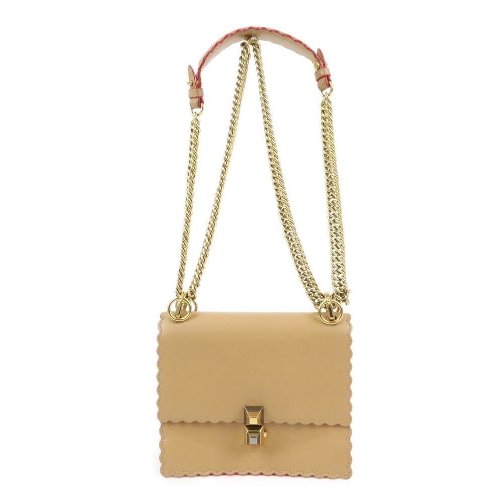 Fendi Mini Kan I Calfskin Flap Bag Beige